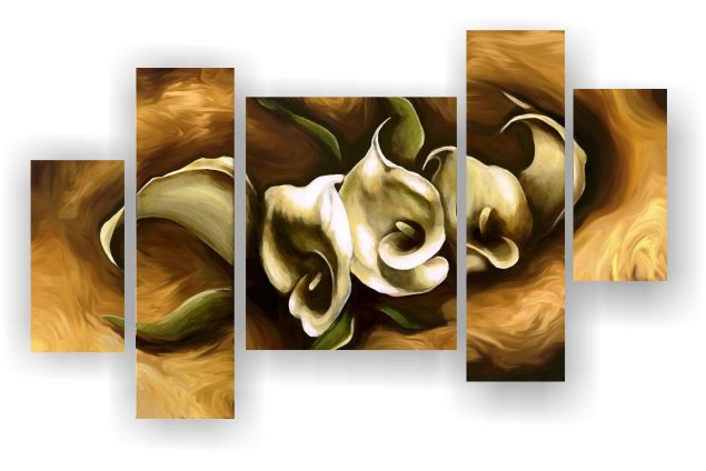 multicanvas cu flori - 5 cale albe multicanvas cu flori - 5 cale albe